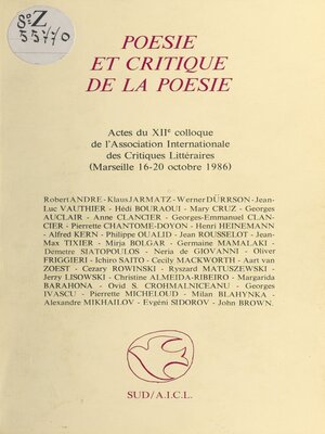 cover image of Poésie et critique de la poésie